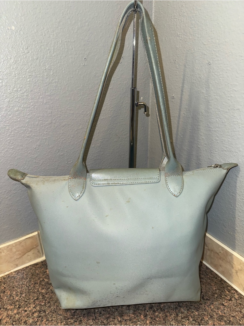 Longchamp Le Pliage Neo large nylon shoulder tote bag baby blue - Picture 2 of 15